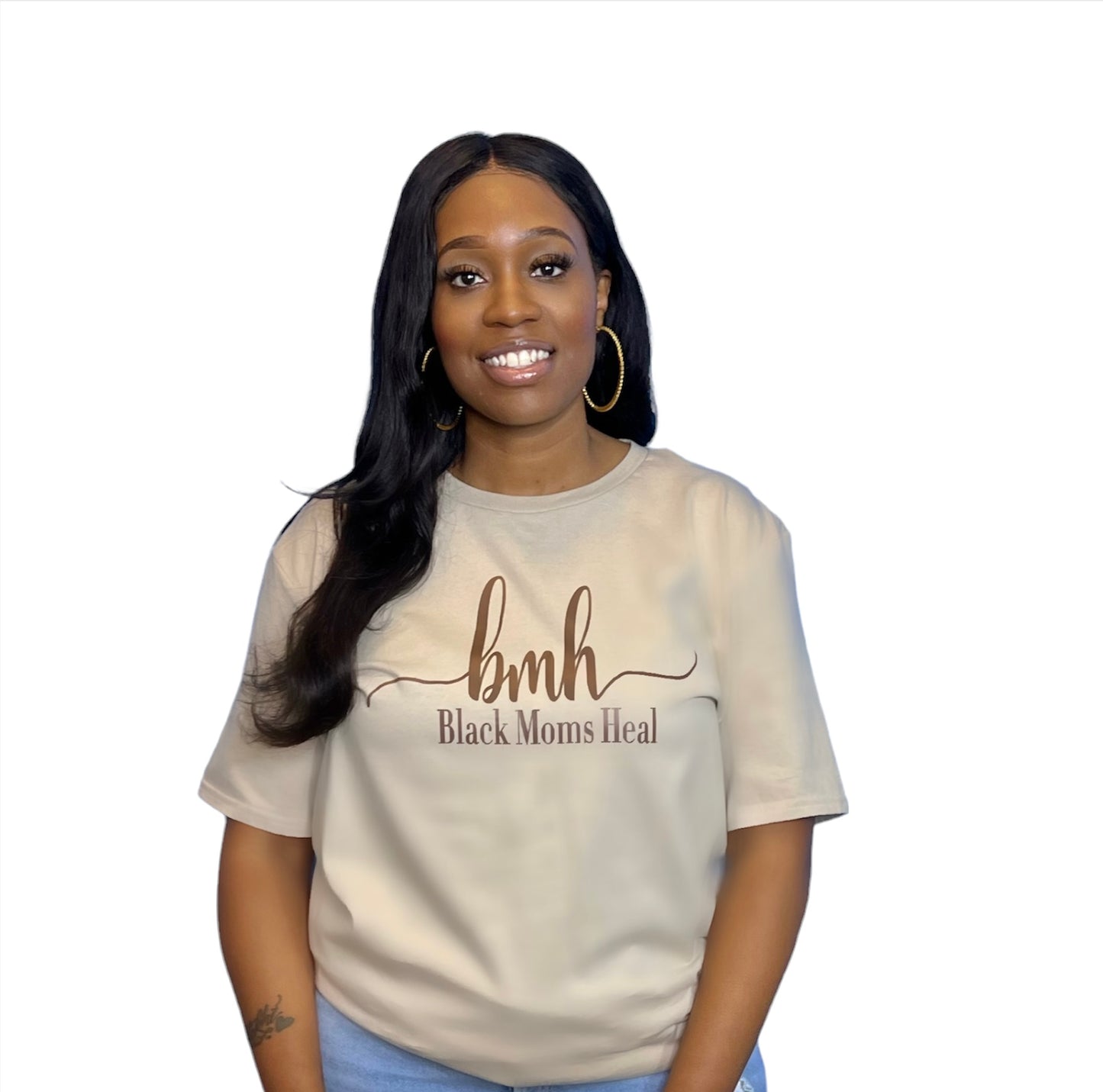 Black Moms Heal Signature Tee- Tan & Brown