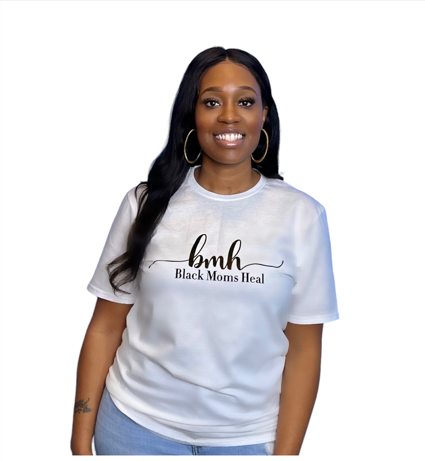 Black Moms Heal Signature Tee - White & Black